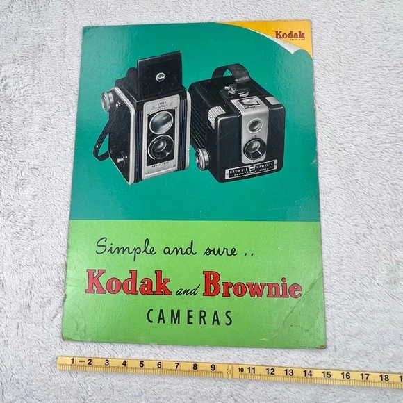 1950s‎ Kodak Brownie Camera Vintage 20 Advertising Sign Cardboard Easel
